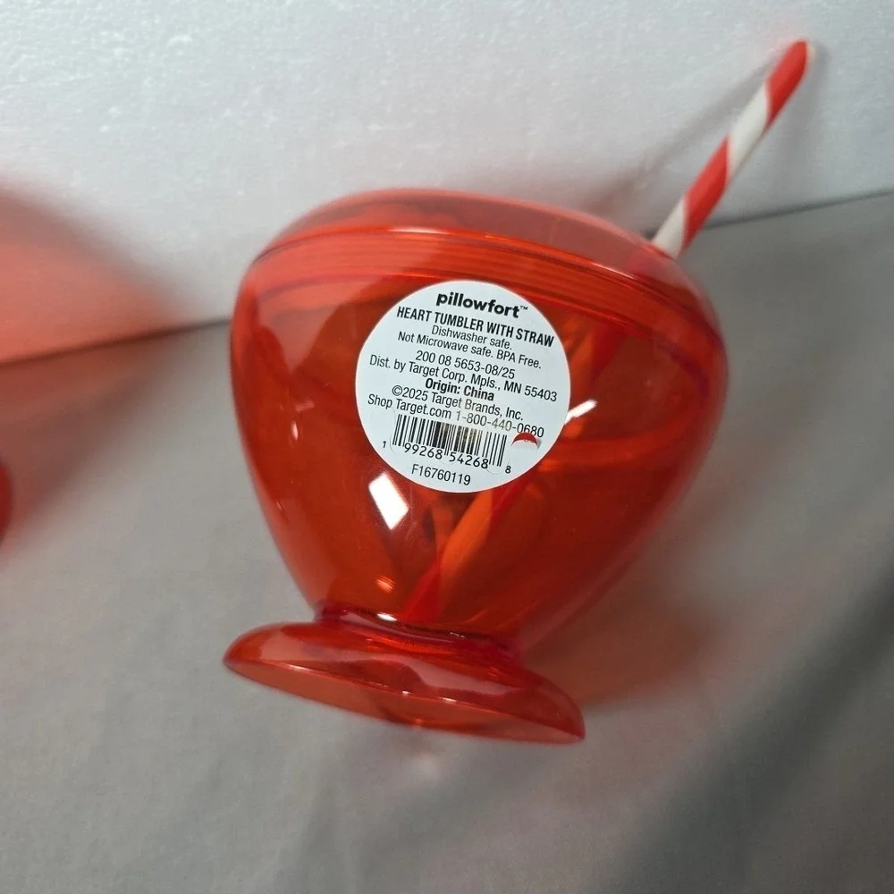 Target Figural Heart Tumbler Set of 2 Red BPA Free With Straws
